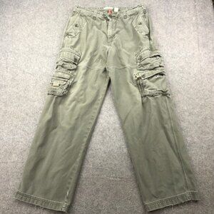 Old Navy Cargo Pants Mens 33x32 Green Utility Multi Pocket Distressed Military
